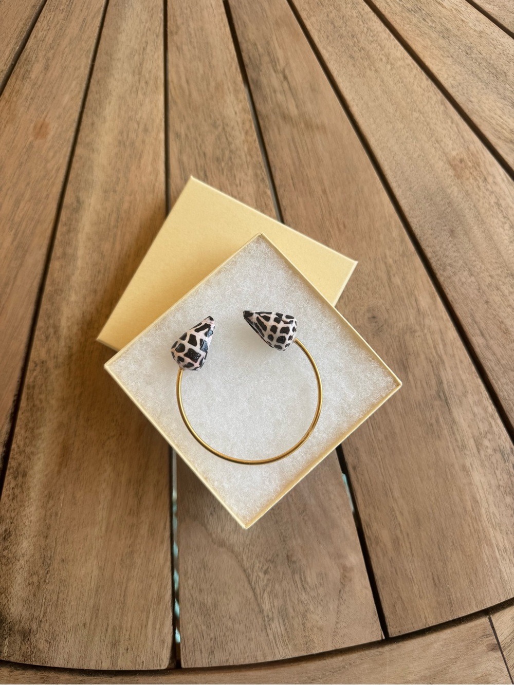 Gold Tone Cuff Bracelet with Hebrew shells